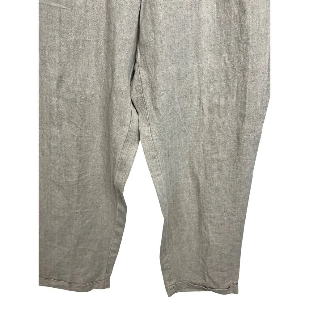 Gap Linen Easy Fit Pants Mens 34x32 Pleated Full Leg Cuffed 112203-01-1 Tan G18